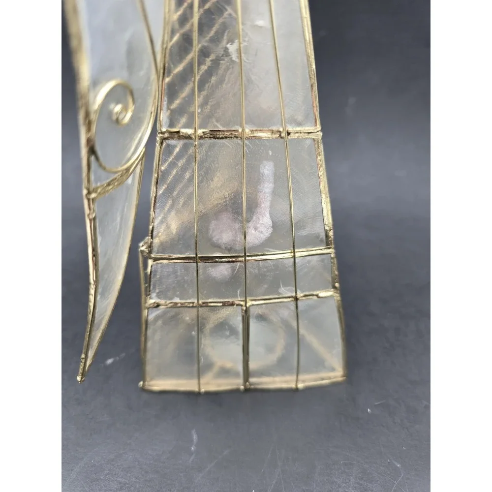 Capiz Shell Angel Tea Light Candle Holder Set Of 3 Gold Tone Wire Harp Book